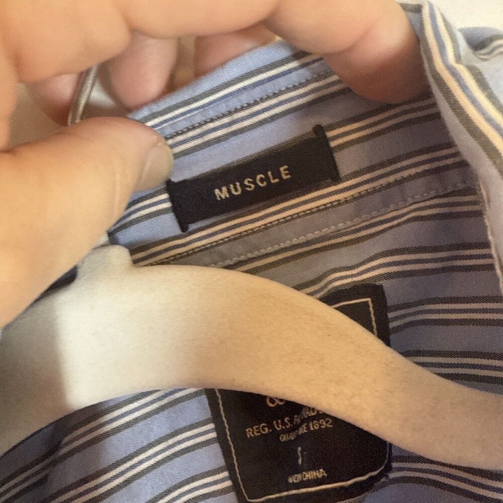Men’s Abercrombie & Fitch Button Up Shirt Blue Striped Size Small Preowned - Picture 5 of 15